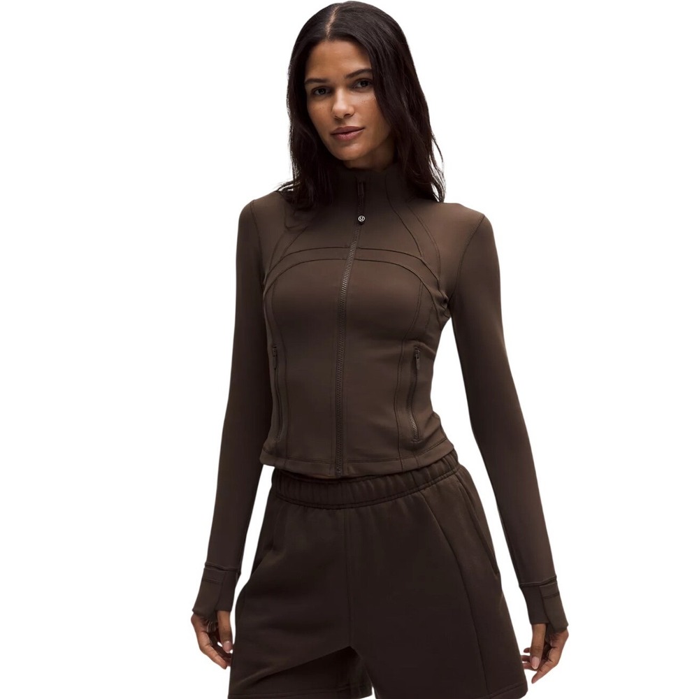 Lululemon Define Jacket Luon Blazer Brown Full Zip Thumbholes Size 8